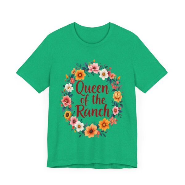 Queen of the Ranch Floral Wreath T-Shirt | Western Style Tee with Cowboy Boots Design | Country Chic Apparel — Western A - Image 11