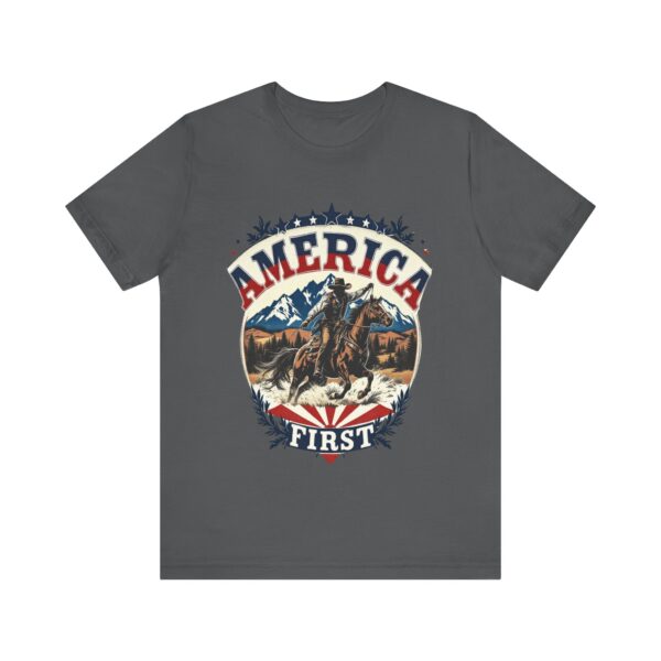 America First T-Shirt – Cowboy Courage Emblem with Patriotic Flair - Image 49