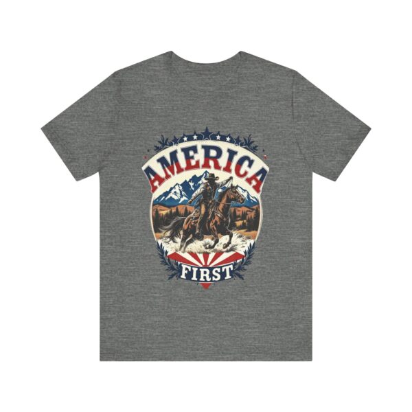 America First T-Shirt – Cowboy Courage Emblem with Patriotic Flair - Image 9