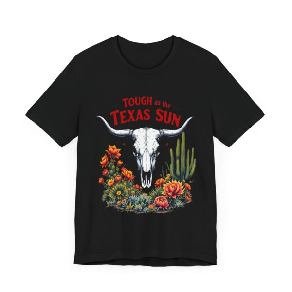 Texas Longhorn Skull T-Shirt - Tough as the Texas Sun with Cacti and Sagebrush — Western-Themed Clothing - Image 3