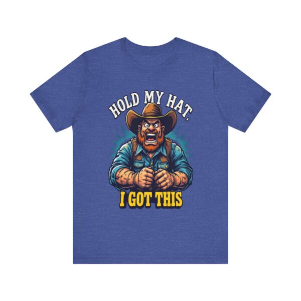 Cartoon Cow Wrangling Cowboy T-Shirt - 'Hold My Hat, I Got This!' Funny Western Tee — Western-Themed Clothing - Image 17