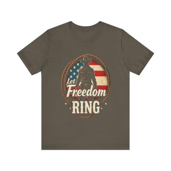 Patriotic Cowboy Vibes T-Shirt – Let Freedom Ring Western Design - Image 17