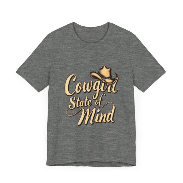 Rustic Charm Cowgirl State of Mind T-Shirt – Western Cursive Design with Lasso & Hat - Image 7