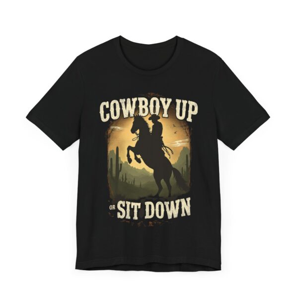 Cowboy Up or Sit Down – Rearing Horse Silhouette - - T-Shirt — Western - Image 3