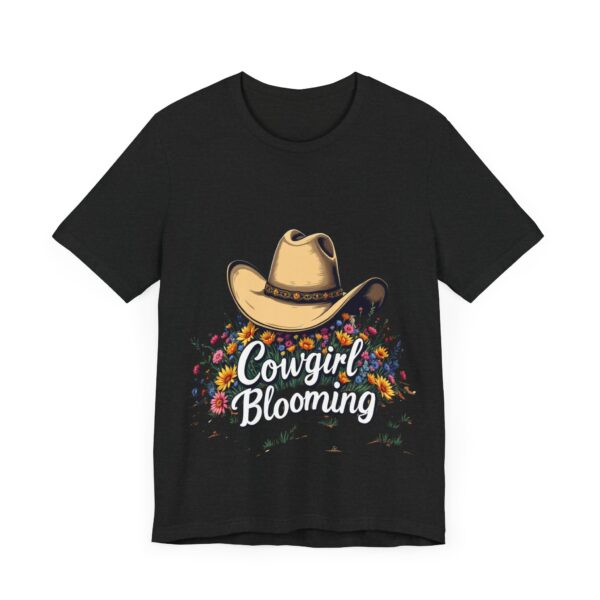 Cowgirl Blooming: Floral Desert Hat Design for Western Apparel - - T-Shirt — Rodeo Fashion - Image 7