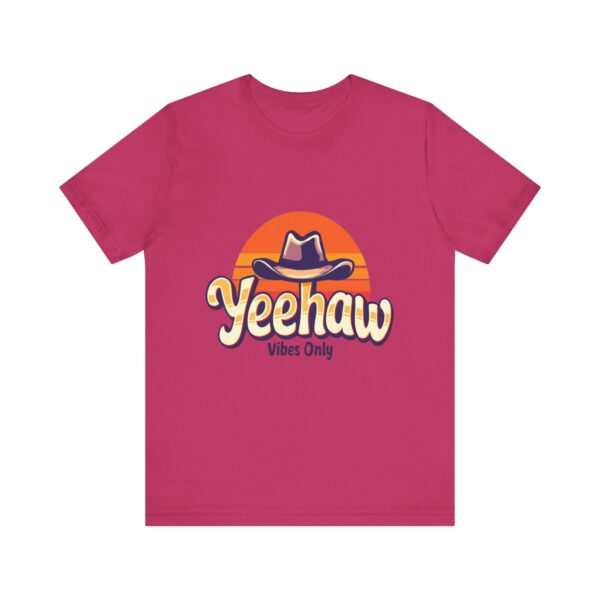 Yeehaw Vibes Only T-Shirt – Retro Cowboy Bliss Graphic with Sunset Stripes - Image 61