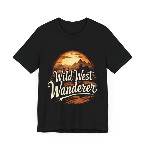 Wild West Wanderer - Desert Horizon Flowing Script - - T-Shirt — Cowboy Aesthetic - Image 3