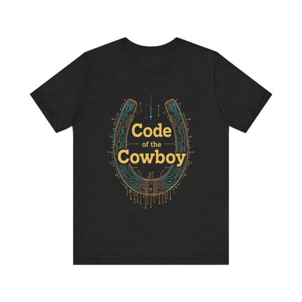 Code of the Cowboy T-Shirt - Circuit-Style Horseshoe Graphic Tee for Tech-Savvy Cowpoke Lovers — Tech-Savvy Cowboy - Image 5