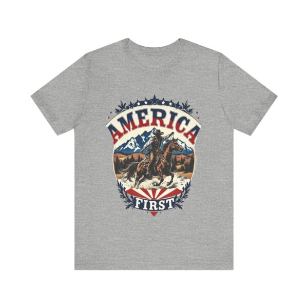 America First T-Shirt – Cowboy Courage Emblem with Patriotic Flair - Image 45