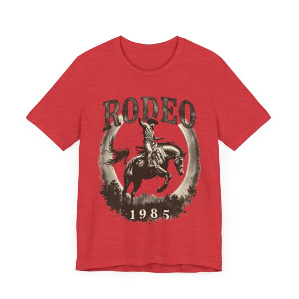 Distressed Vintage Rodeo Nights 1985 T-Shirt - Bronco Rider in Sepia Tones for Cowboy Enthusiasts - Image 23