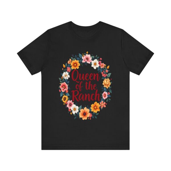 Queen of the Ranch Floral Wreath T-Shirt | Western Style Tee with Cowboy Boots Design | Country Chic Apparel — Western A