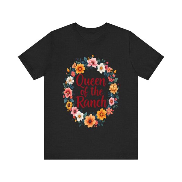 Queen of the Ranch Floral Wreath T-Shirt | Western Style Tee with Cowboy Boots Design | Country Chic Apparel — Western A - Image 5