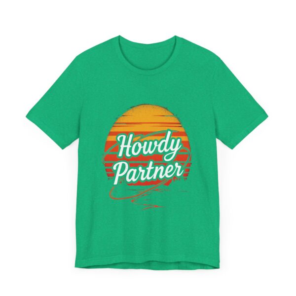 Retro "Howdy Partner" Sunset Lasso T-Shirt Design - Vintage Cowboy Graphic Tee — Western Apparel - Image 11