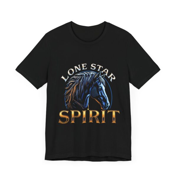 Metallic Lone Star Spirit T-Shirt with Cyber Style Horse Graphic - Texas Pride Apparel — Rodeo Style - Image 3