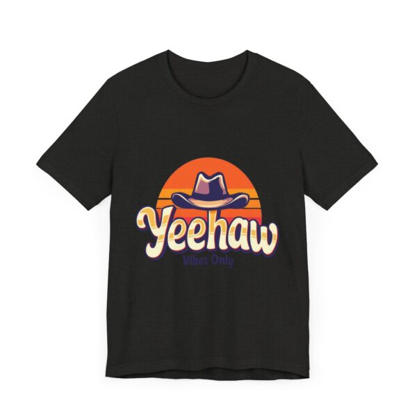 Yeehaw Vibes Only T-Shirt – Retro Cowboy Bliss Graphic with Sunset Stripes - Image 19