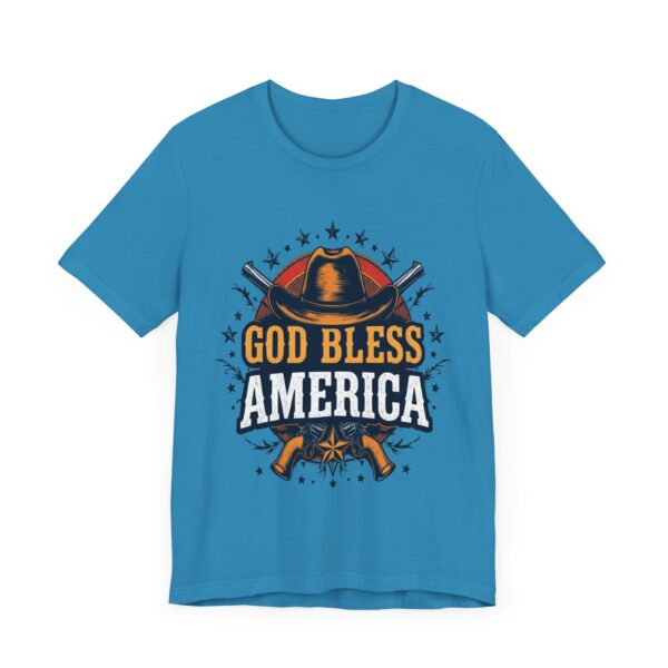 Bold Cowboy Spirit T-Shirt – God Bless America Western Patriotic Design - Image 39