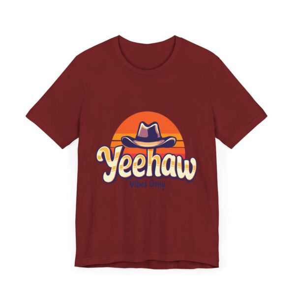 Yeehaw Vibes Only T-Shirt – Retro Cowboy Bliss Graphic with Sunset Stripes - Image 67