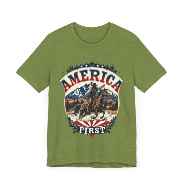 America First T-Shirt – Cowboy Courage Emblem with Patriotic Flair - Image 19