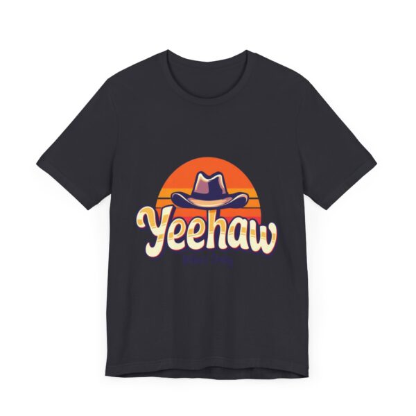 Yeehaw Vibes Only T-Shirt – Retro Cowboy Bliss Graphic with Sunset Stripes - Image 31