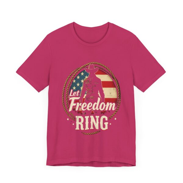 Patriotic Cowboy Vibes T-Shirt – Let Freedom Ring Western Design - Image 63