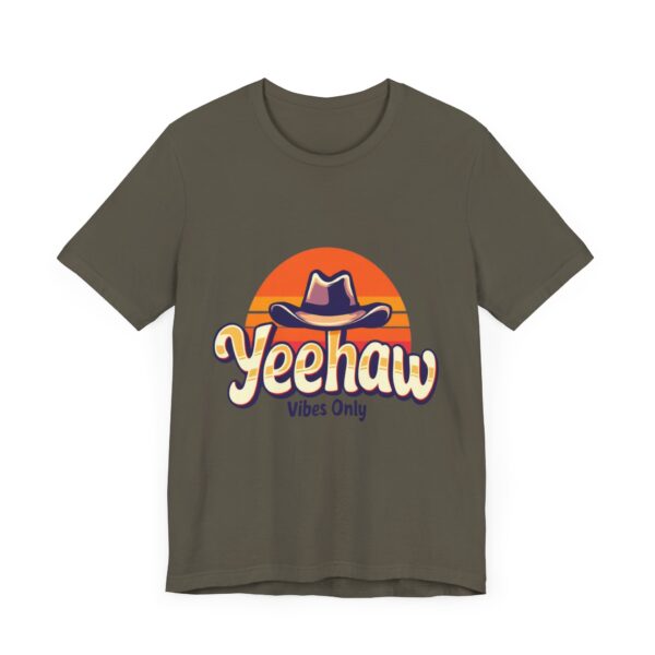 Yeehaw Vibes Only T-Shirt – Retro Cowboy Bliss Graphic with Sunset Stripes - Image 27