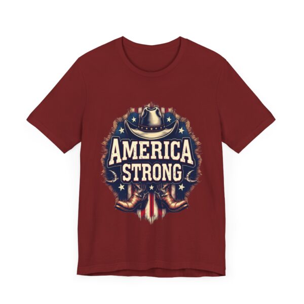 America Strong T-Shirt – Cowboy Pride and Patriotic Spirit Design - Image 3