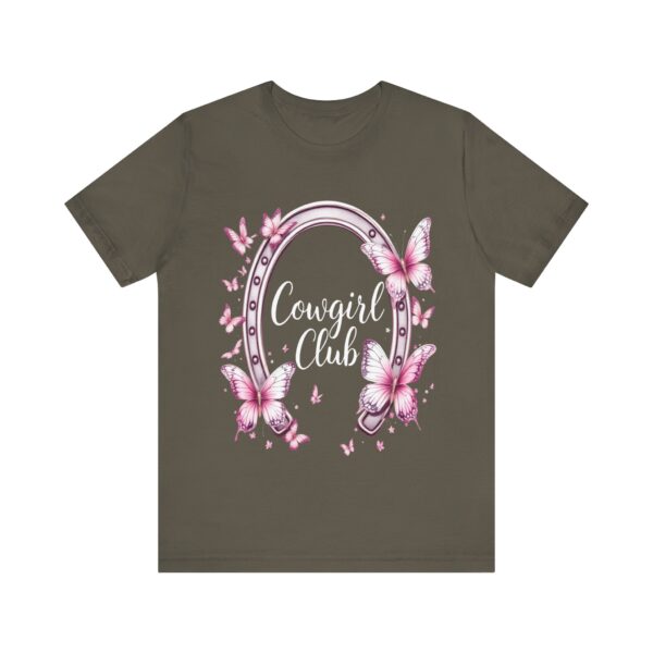 Western Ranch Cowgirl Club: Vintage Butterfly & Horseshoe Charm | Cowgirl Graphic T-Shirt - Image 17