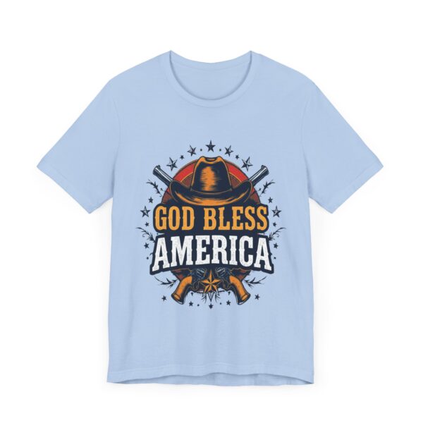 Bold Cowboy Spirit T-Shirt – God Bless America Western Patriotic Design - Image 43