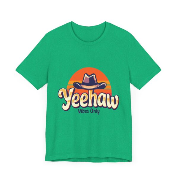 Yeehaw Vibes Only T-Shirt – Retro Cowboy Bliss Graphic with Sunset Stripes - Image 35