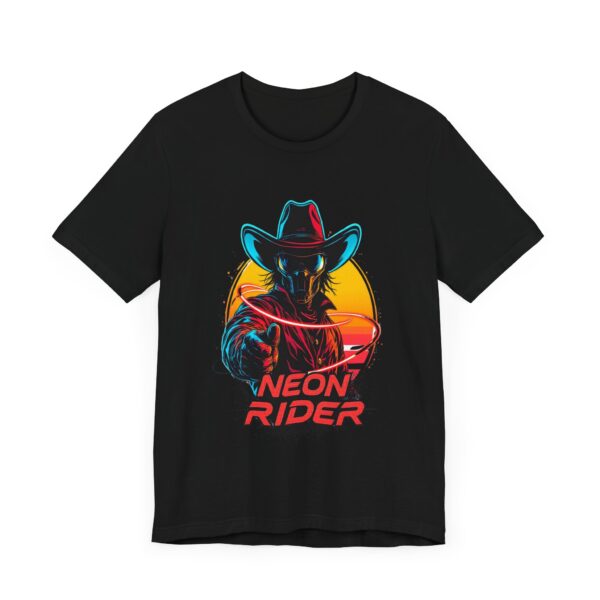 Neon Rider T-Shirt - Futuristic Cowboy With Glowing Lasso Graphic Tee — High-Tech Cowboy - Image 3