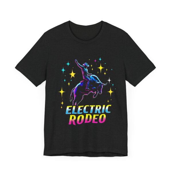 Electric Rodeo Metallic Graphic Tee - Holographic Stars & Bull Rider - T-Shirt — Rodeo Clothing - Image 7