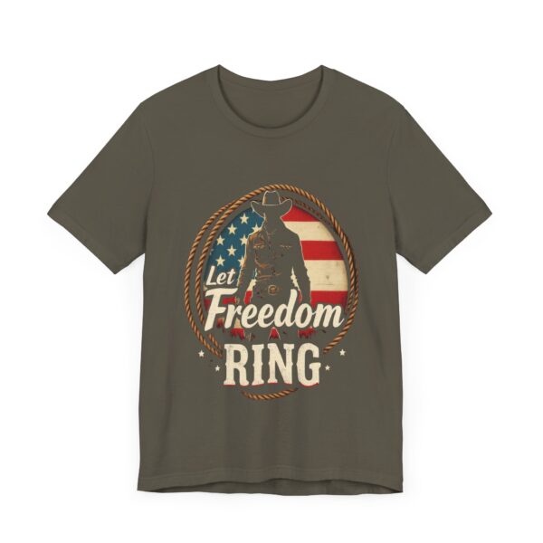 Patriotic Cowboy Vibes T-Shirt – Let Freedom Ring Western Design - Image 19