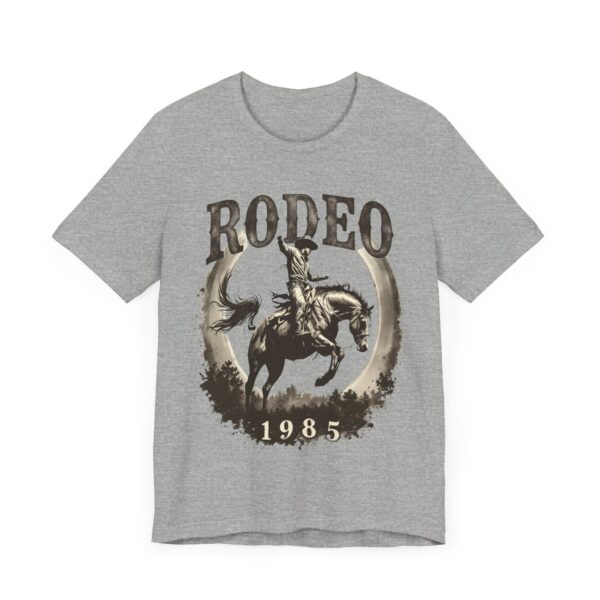 Distressed Vintage Rodeo Nights 1985 T-Shirt - Bronco Rider in Sepia Tones for Cowboy Enthusiasts - Image 15