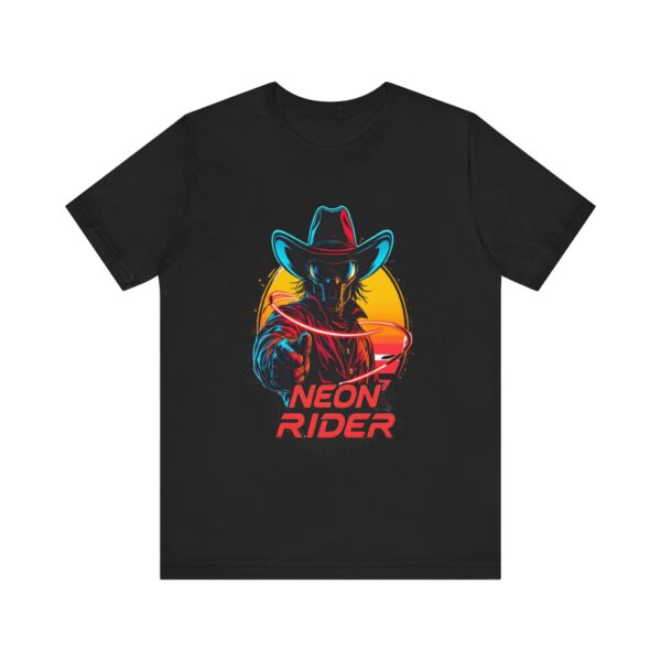 Neon Rider T-Shirt - Futuristic Cowboy With Glowing Lasso Graphic Tee — High-Tech Cowboy