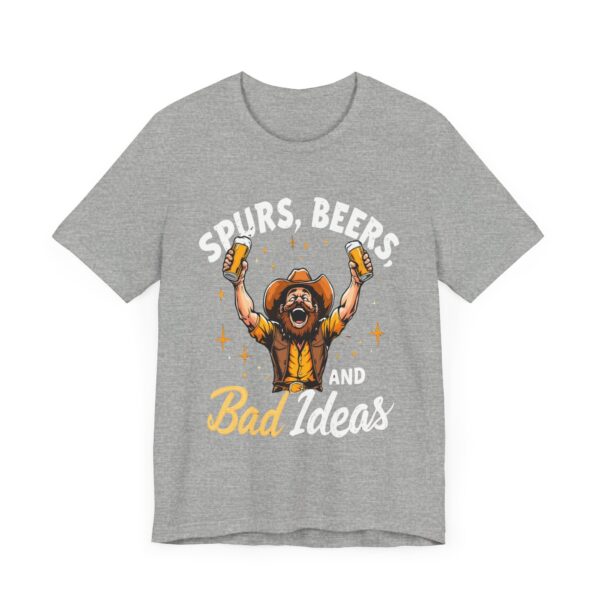 Spurs, Beers, and Bad Ideas T-Shirt – Cowboy Raising Bottle Toast Graphic Tee - Image 15