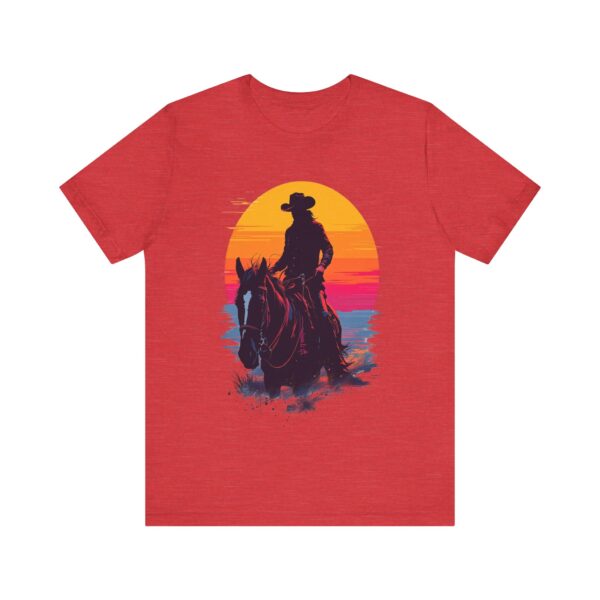 Glitch Art Cowboy Riding into Sunset T-Shirt - "Future Outlaws" Retro — Cowboy T-Shirt - Image 21