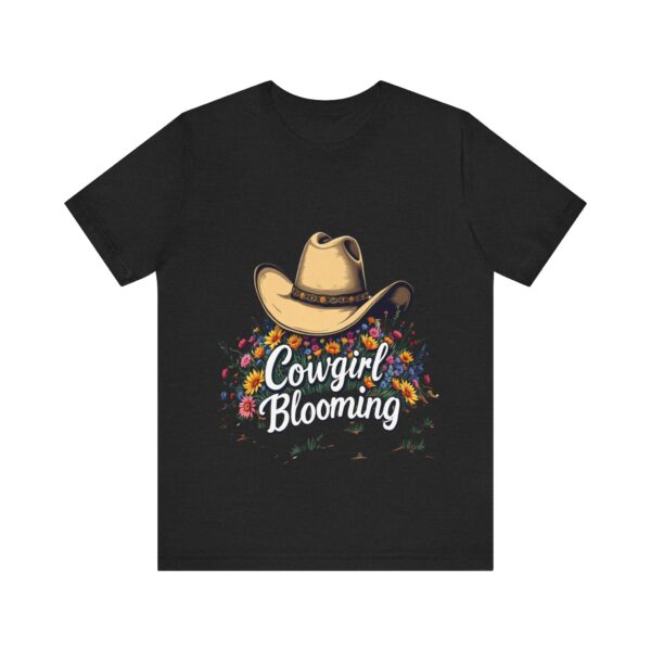 Cowgirl Blooming: Floral Desert Hat Design for Western Apparel - - T-Shirt — Rodeo Fashion - Image 5