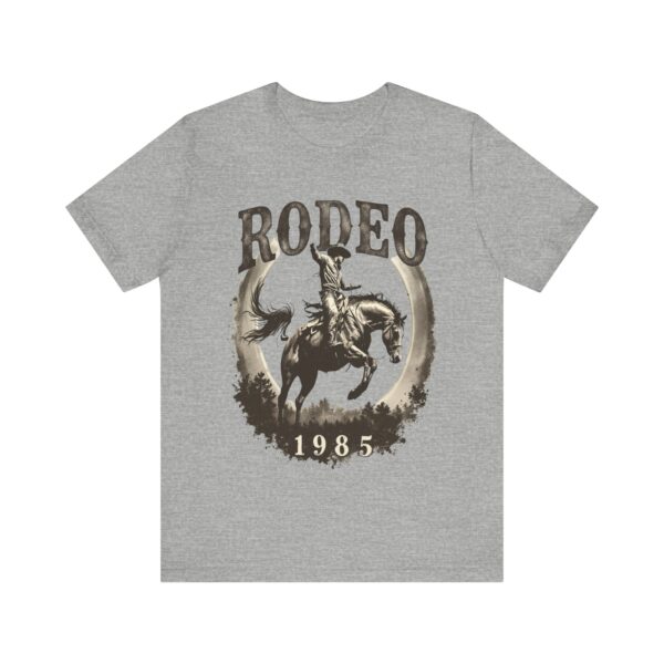 Distressed Vintage Rodeo Nights 1985 T-Shirt - Bronco Rider in Sepia Tones for Cowboy Enthusiasts - Image 13