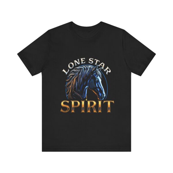 Metallic Lone Star Spirit T-Shirt with Cyber Style Horse Graphic - Texas Pride Apparel — Rodeo Style