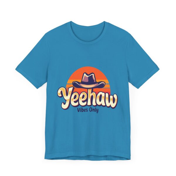 Yeehaw Vibes Only T-Shirt – Retro Cowboy Bliss Graphic with Sunset Stripes - Image 43