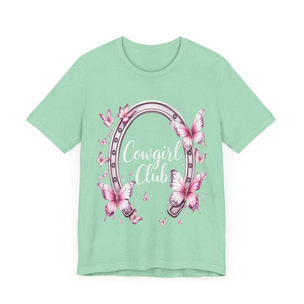 Western Ranch Cowgirl Club: Vintage Butterfly & Horseshoe Charm | Cowgirl Graphic T-Shirt - Image 27