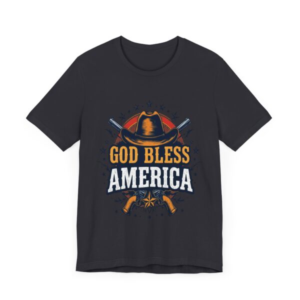 Bold Cowboy Spirit T-Shirt – God Bless America Western Patriotic Design - Image 23