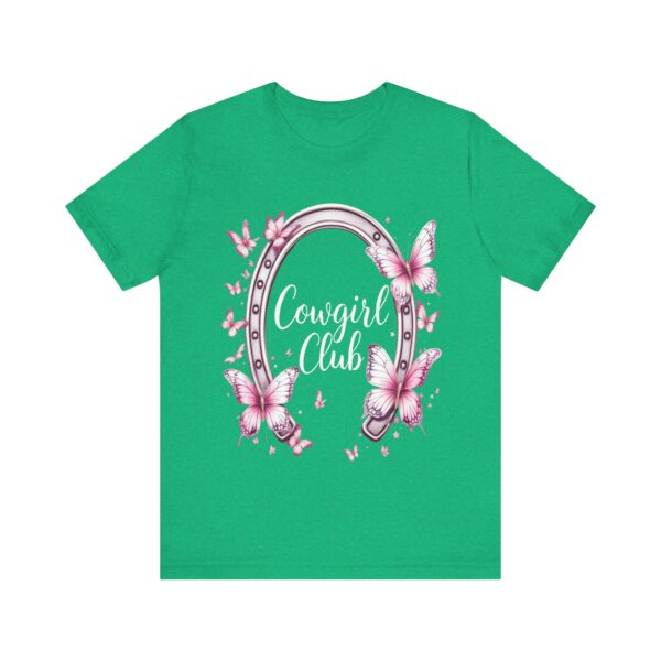 Western Ranch Cowgirl Club: Vintage Butterfly & Horseshoe Charm | Cowgirl Graphic T-Shirt - Image 29