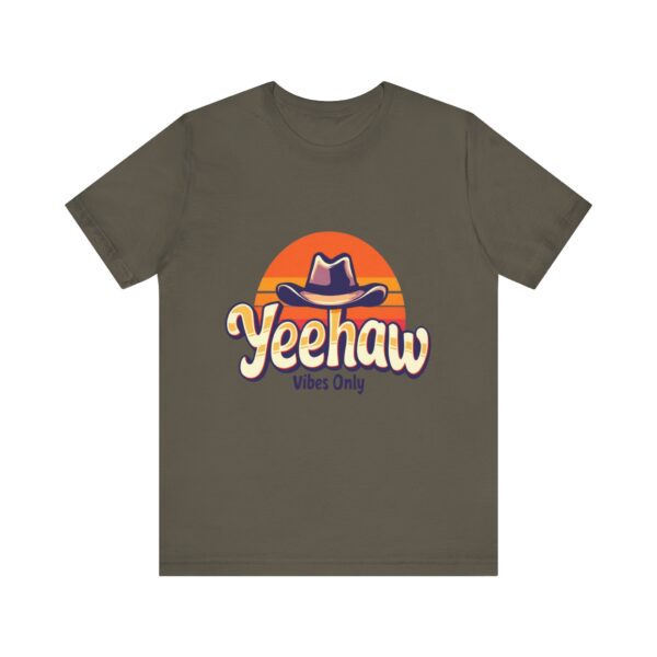 Yeehaw Vibes Only T-Shirt – Retro Cowboy Bliss Graphic with Sunset Stripes - Image 25