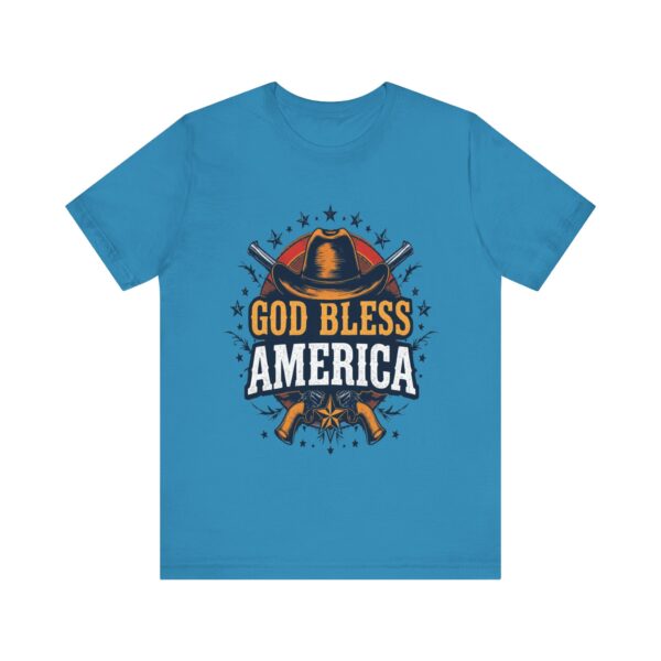 Bold Cowboy Spirit T-Shirt – God Bless America Western Patriotic Design - Image 37