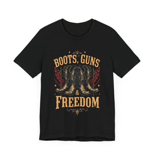 Boots, Guns & Freedom - Cowboy Western T-Shirt Design | Patriotic Country Wear — Western Wear - Image 3