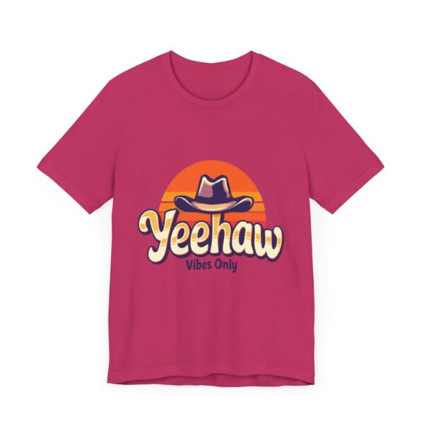 Yeehaw Vibes Only T-Shirt – Retro Cowboy Bliss Graphic with Sunset Stripes - Image 63