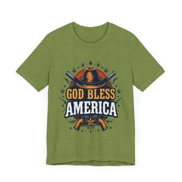 Bold Cowboy Spirit T-Shirt – God Bless America Western Patriotic Design - Image 15