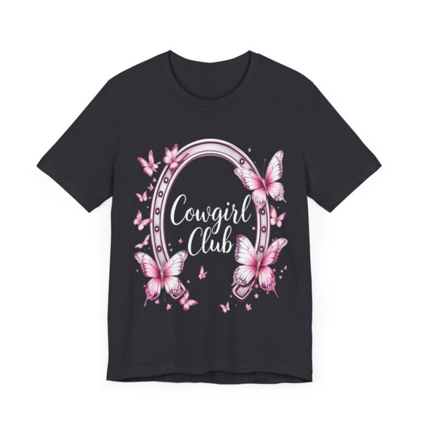 Western Ranch Cowgirl Club: Vintage Butterfly & Horseshoe Charm | Cowgirl Graphic T-Shirt - Image 23