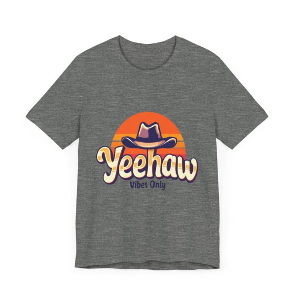 Yeehaw Vibes Only T-Shirt – Retro Cowboy Bliss Graphic with Sunset Stripes - Image 11